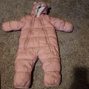 GAP Baby Pink Hooded Snowsuit